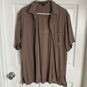 Brown Short Sleeve Camp Shirt